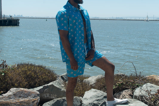 HCF22979 CHEERS marine blue Swim Short - Henri-Costa