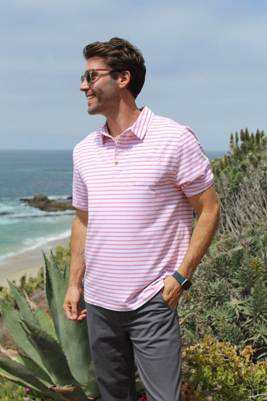 HCS23291 FREEPORT STRIPE POLO rum punch